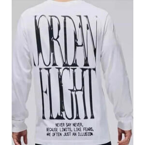 NWT Nike Men's Air Jordan Long-Sleeve Top White/Black FZ1934-100 Size M